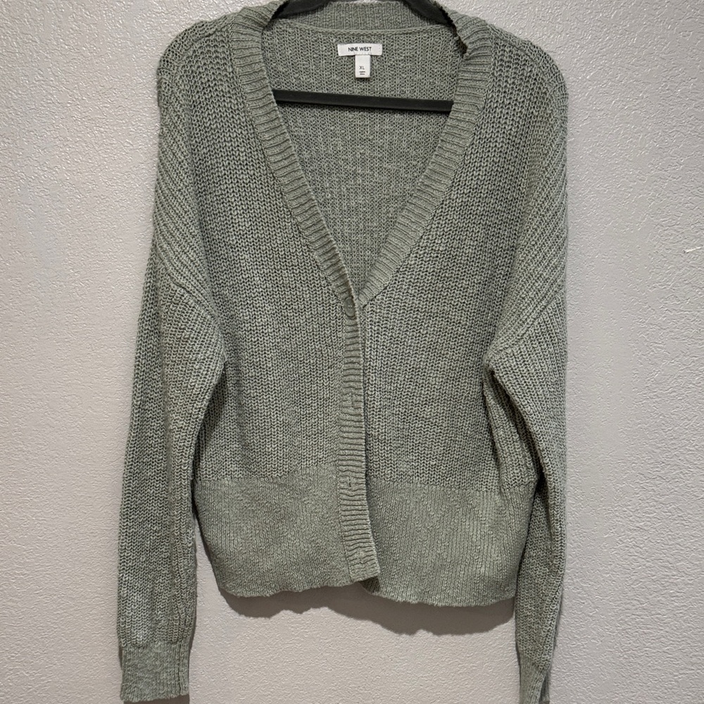 Nine West Sage Green Knit Cardigan